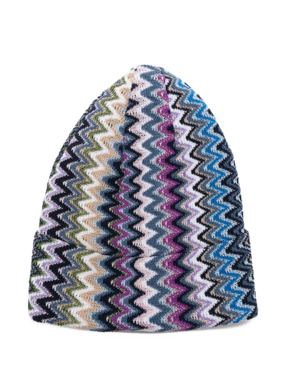 Missoni zigzag-knit wool beanie hat Blauw