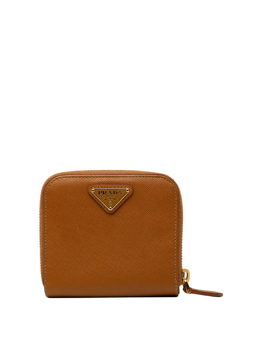 Prada Pre-Owned 2013-2026 Saffiano Zip Around Compact Wallet small wallets - Braun