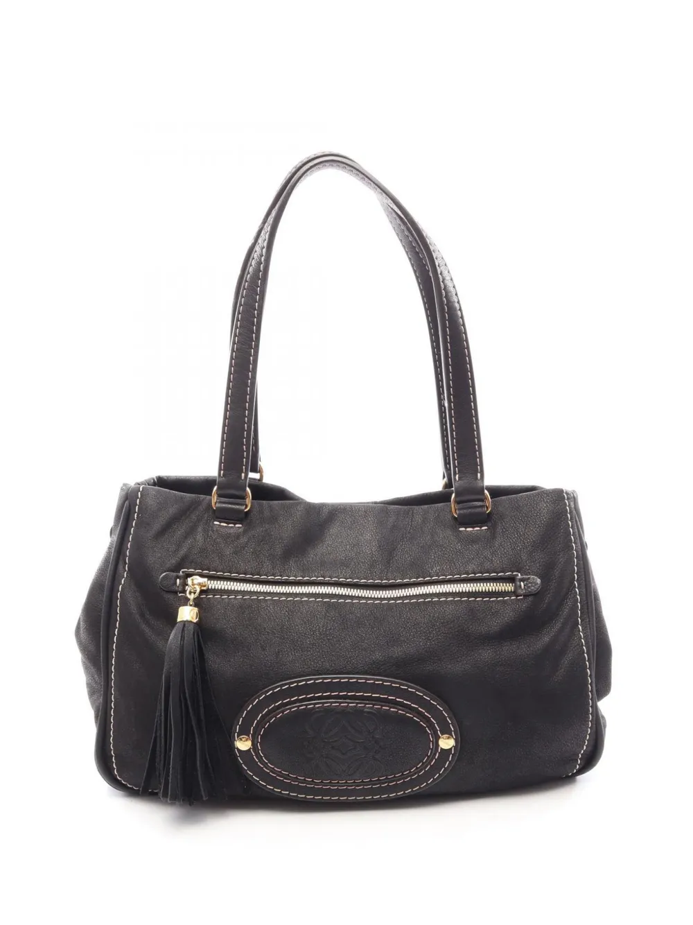 Loewe Pre-Owned 2000-2015 Nubuck Anagram Madrid Fringe shoulder bag - Schwarz