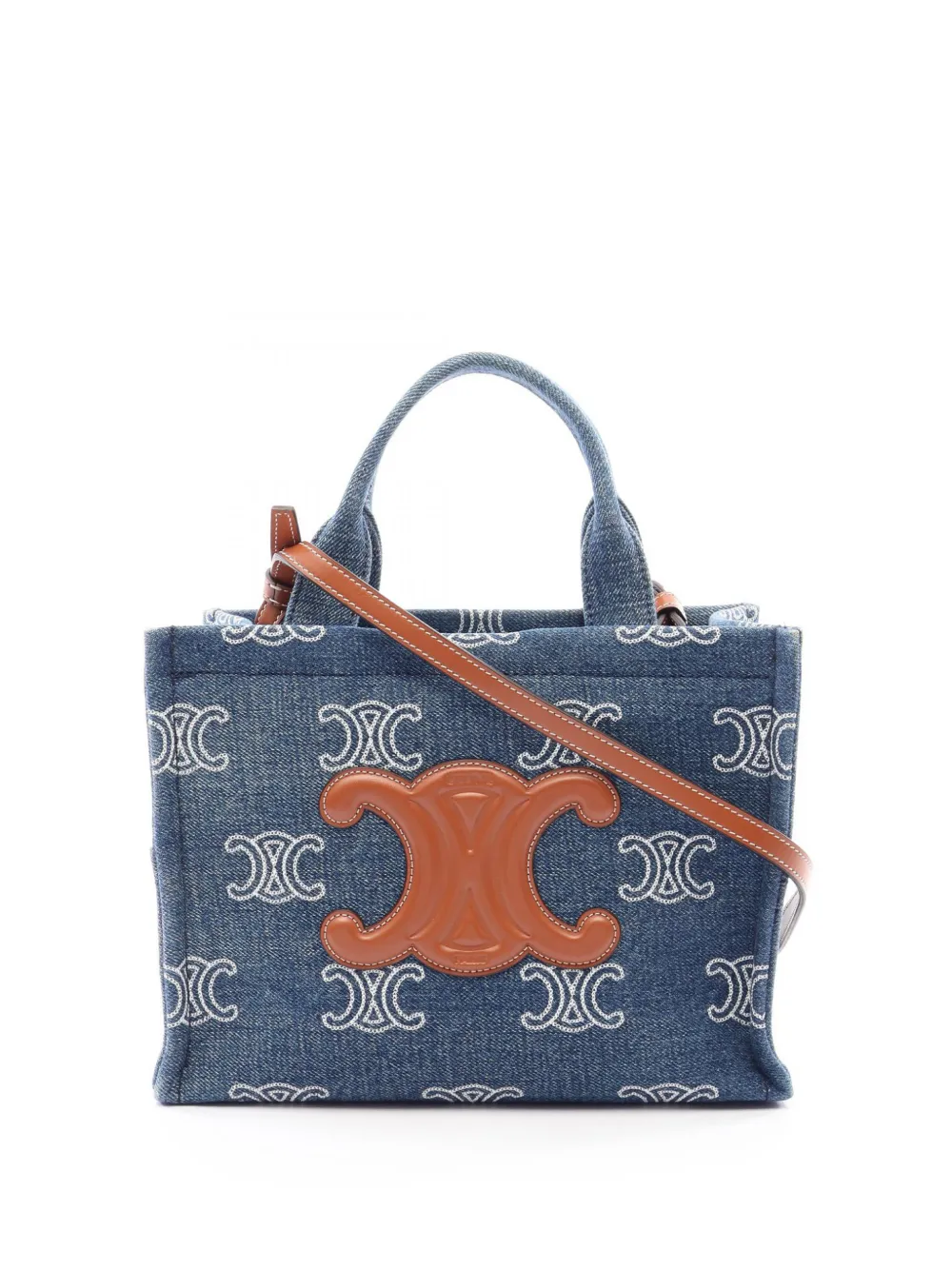 Celine Pre-Owned 2010-2026 Small Denim Triomphe Cabas Thais Tote satchel - Bleu