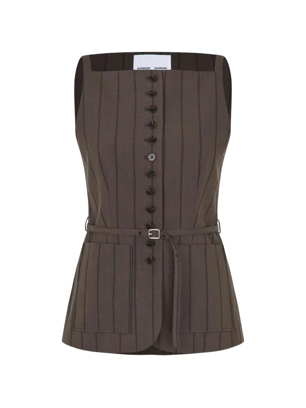 SAMSOE SAMSOE Sahelly pinstripe belted top - Marrone