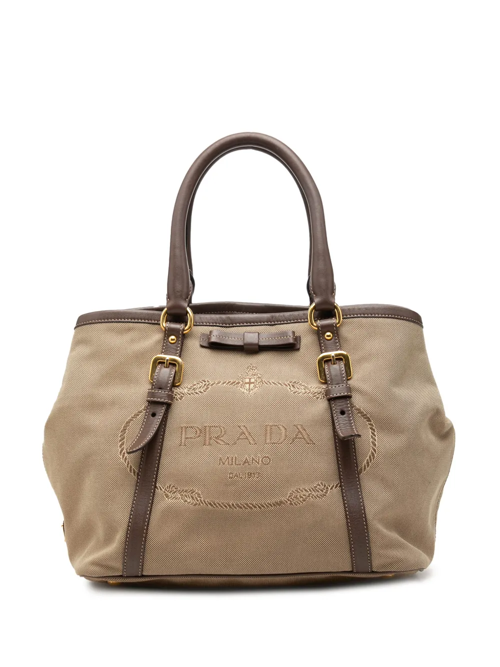 Prada Pre-Owned 2000-2013 Canvas Canapa Logo Bow satchel - Toni neutri