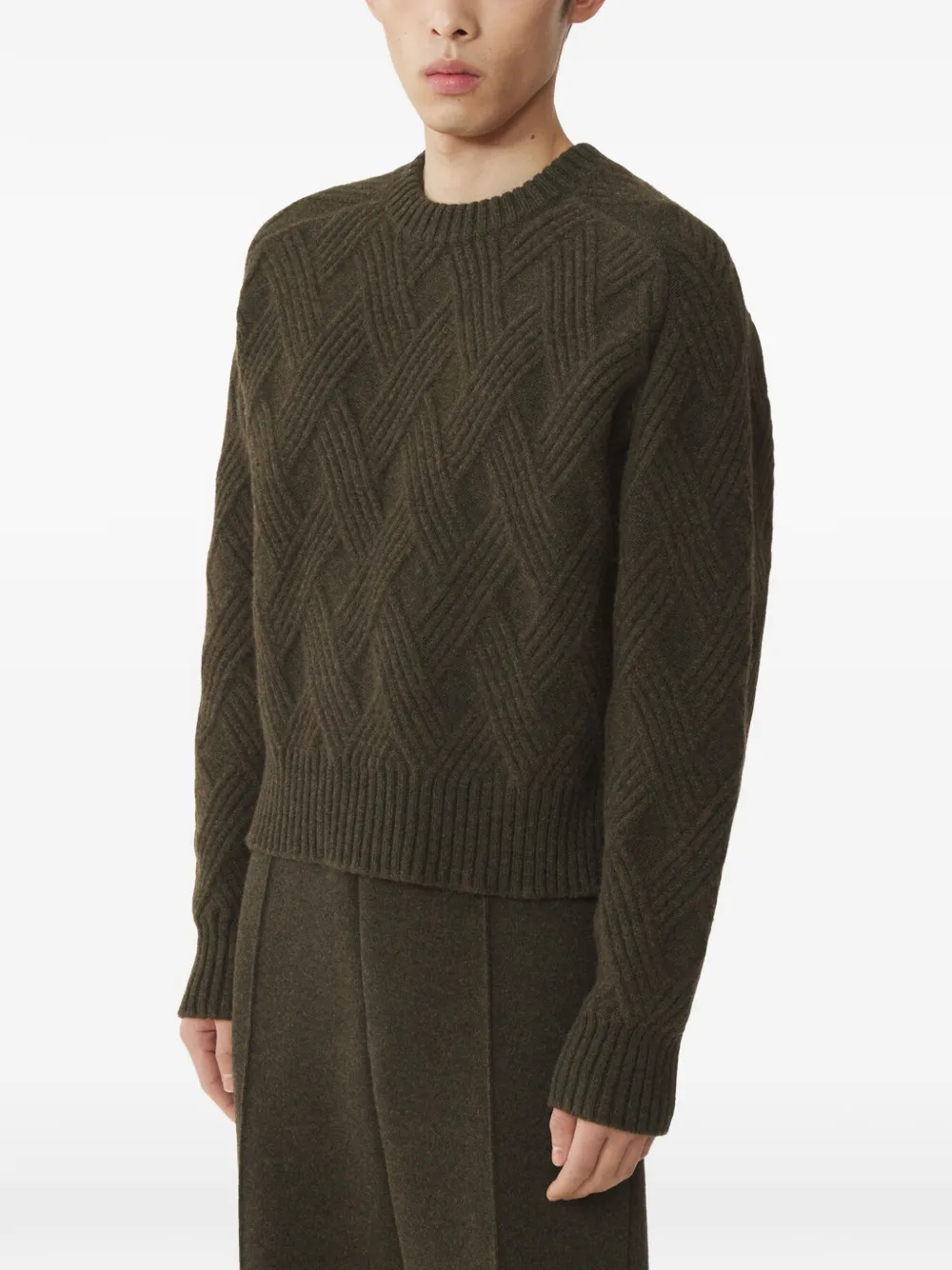 Lanvin Kabelgebreide wollen trui Groen