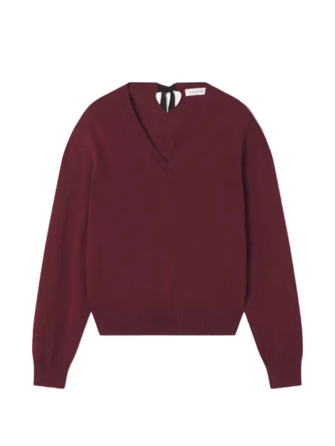Lanvin V-neck merino sweater with grosgrain detail