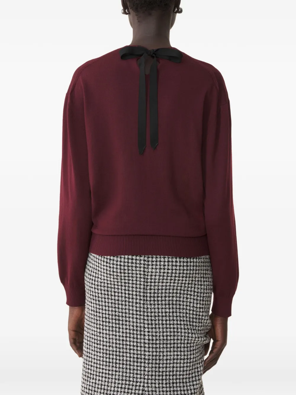 Lanvin Trui van merinowol met grosgrain detail en V-hals Rood