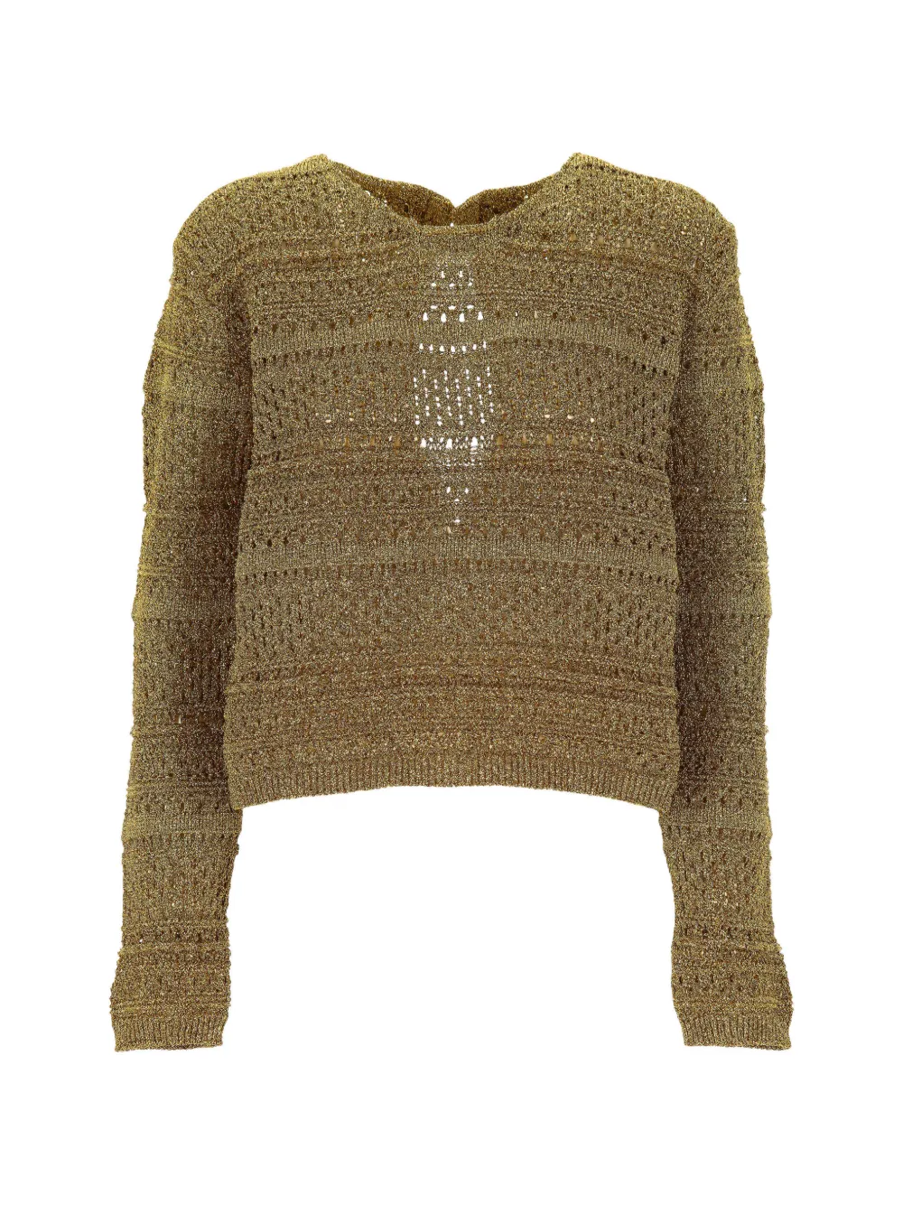 The Erose metallic-effect pointelle-knit sweater - Gold