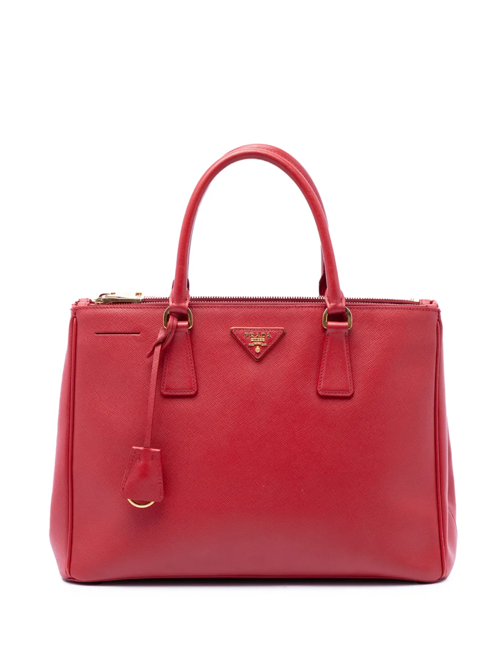 Prada Pre-Owned 2010-2026 Medium Saffiano Lux Galleria Double Zip Tote satchel - Rosso