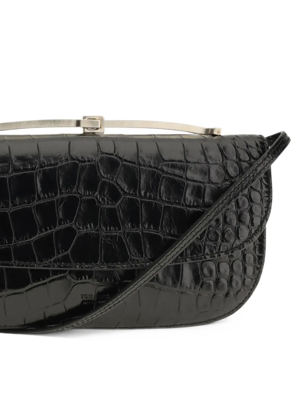 TOM FORD Tumbled leren mini-tas met krokodillen-print Zwart