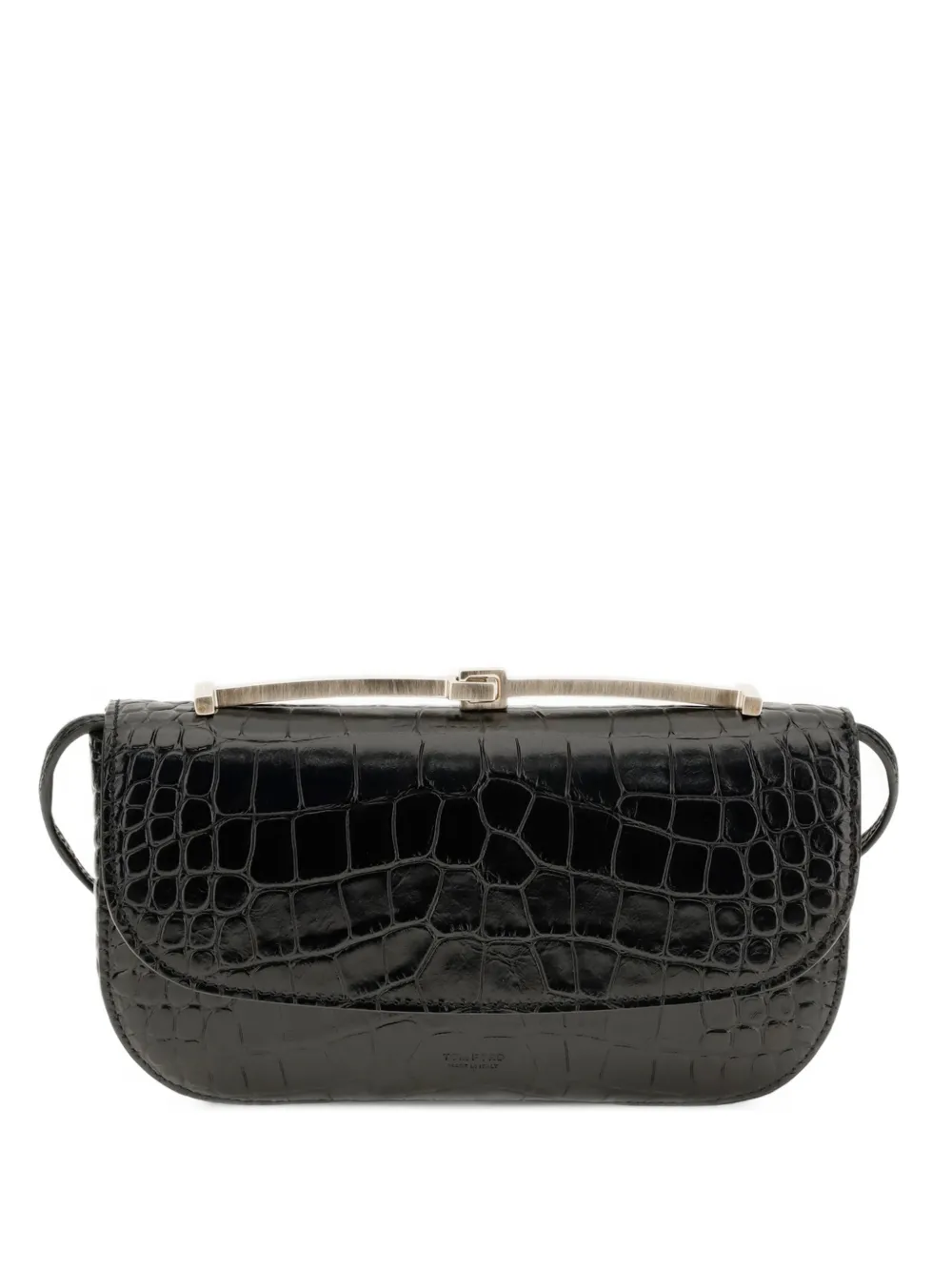TOM FORD Tumbled printed crocodile leather arc mini bag - Schwarz