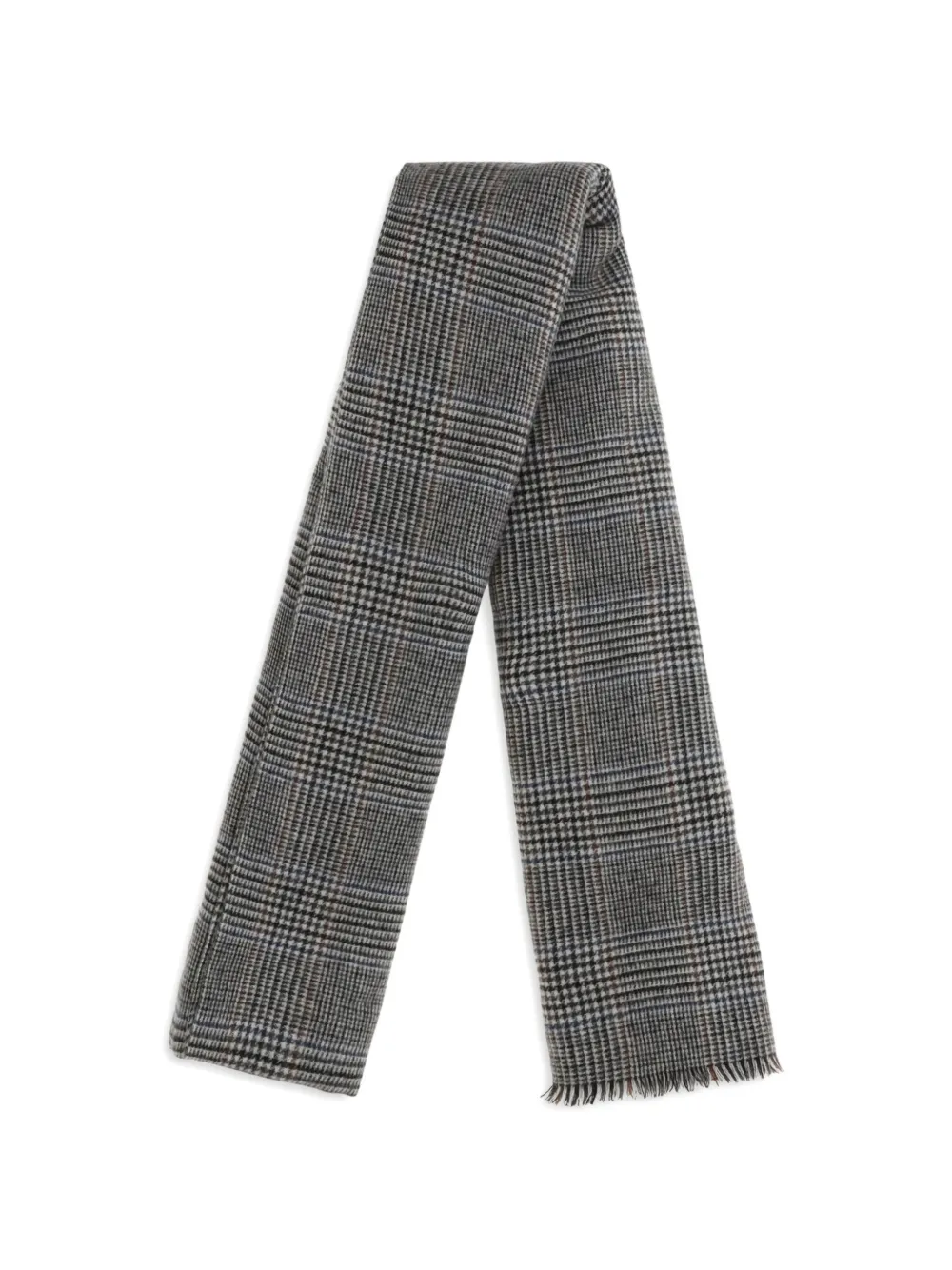 Brunello Cucinelli check frayed-edge scarf Grijs