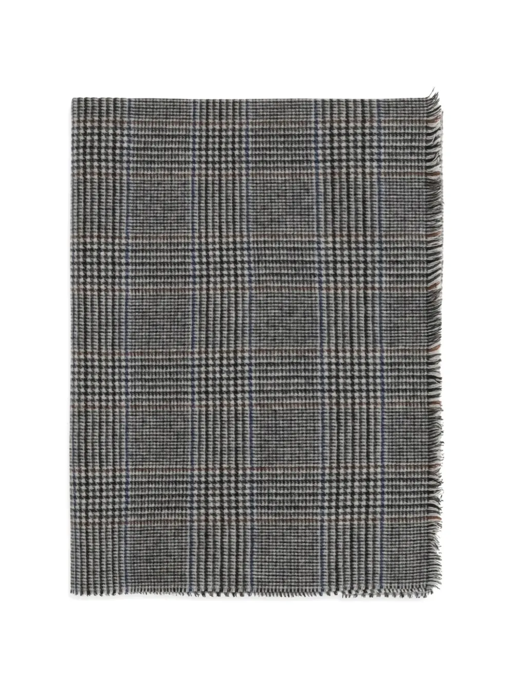 Brunello Cucinelli check frayed-edge scarf Grijs