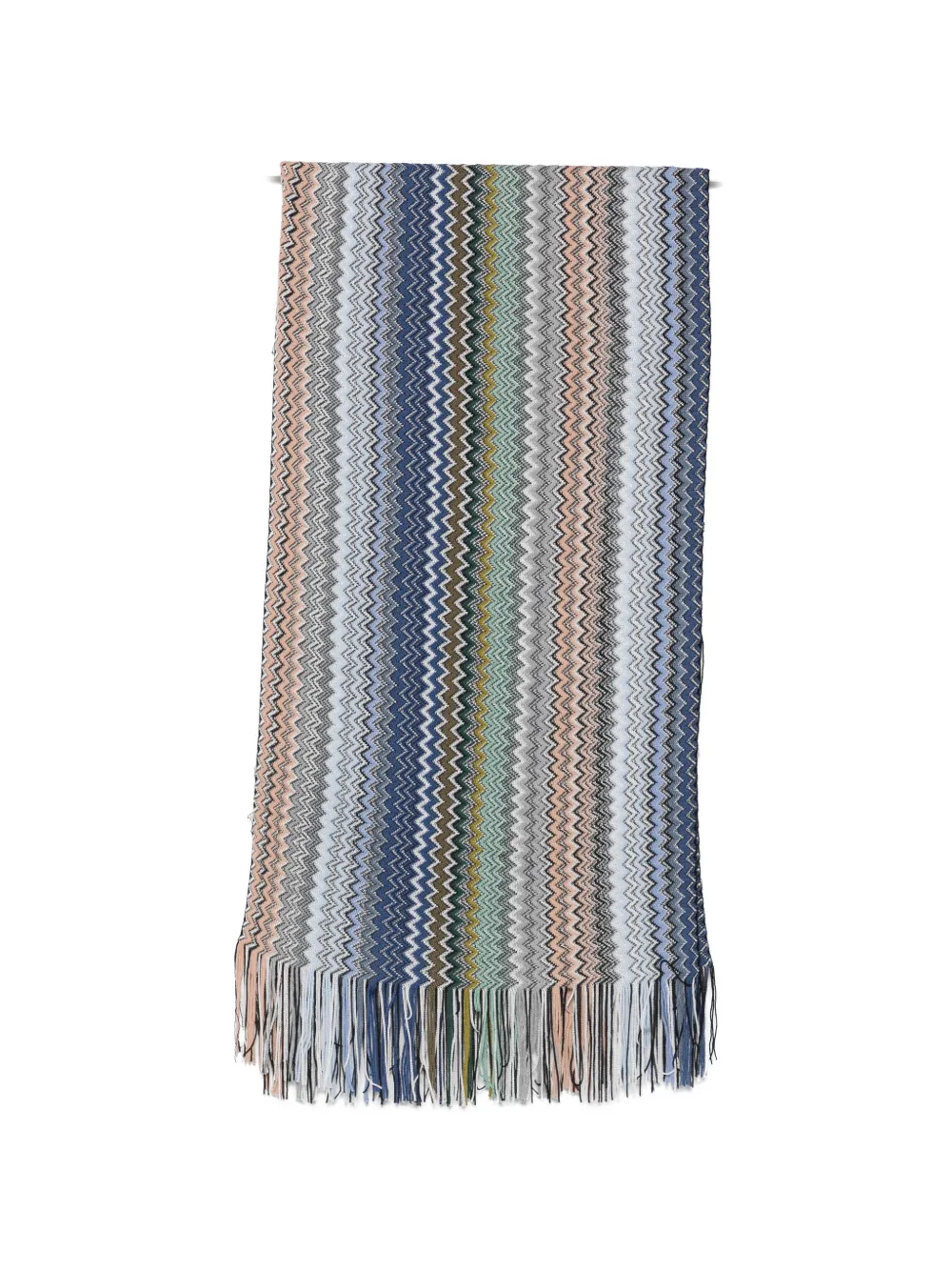 Missoni zigzag-knit fringed scarf Blauw