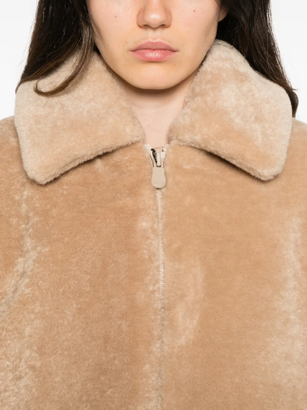 Save The Duck faux-fur panelled puffer coat Beige