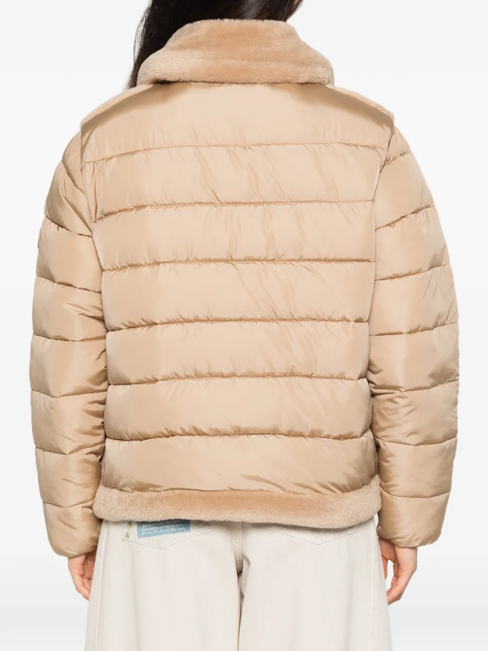 Save The Duck faux-fur panelled puffer coat Beige