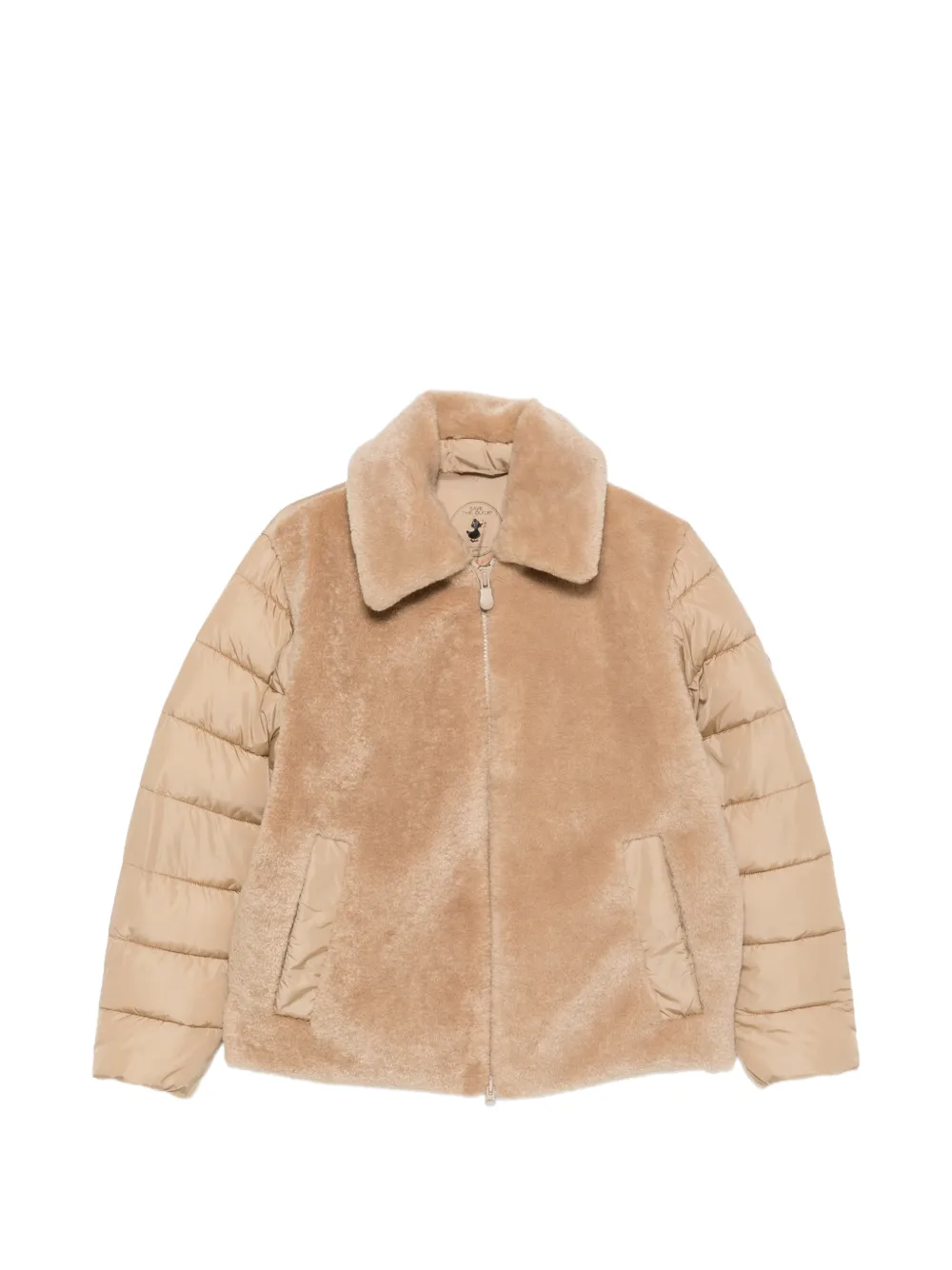 Save The Duck faux-fur panelled puffer coat Beige