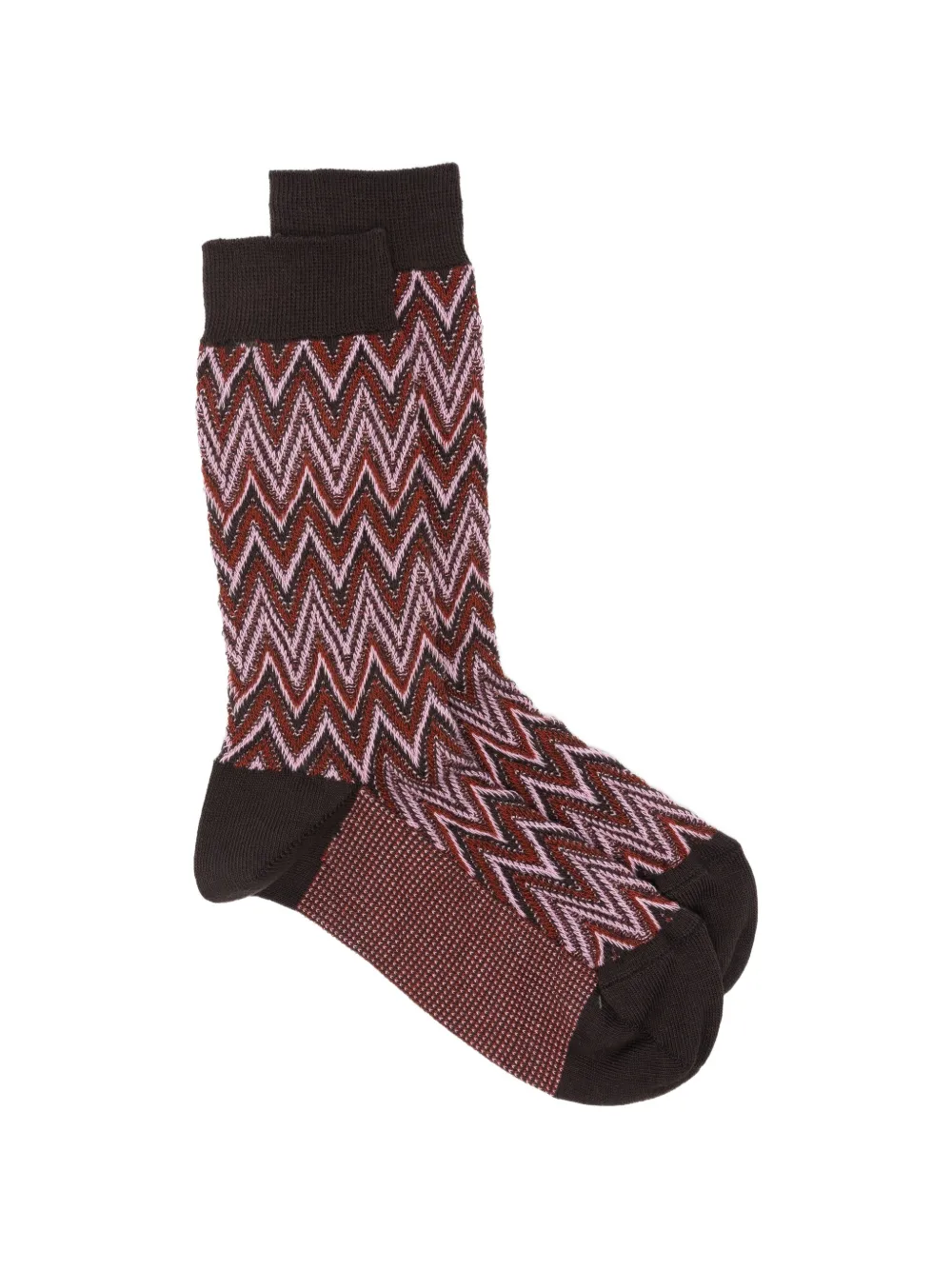 Missoni zigzag-knit cotton socks - Marron