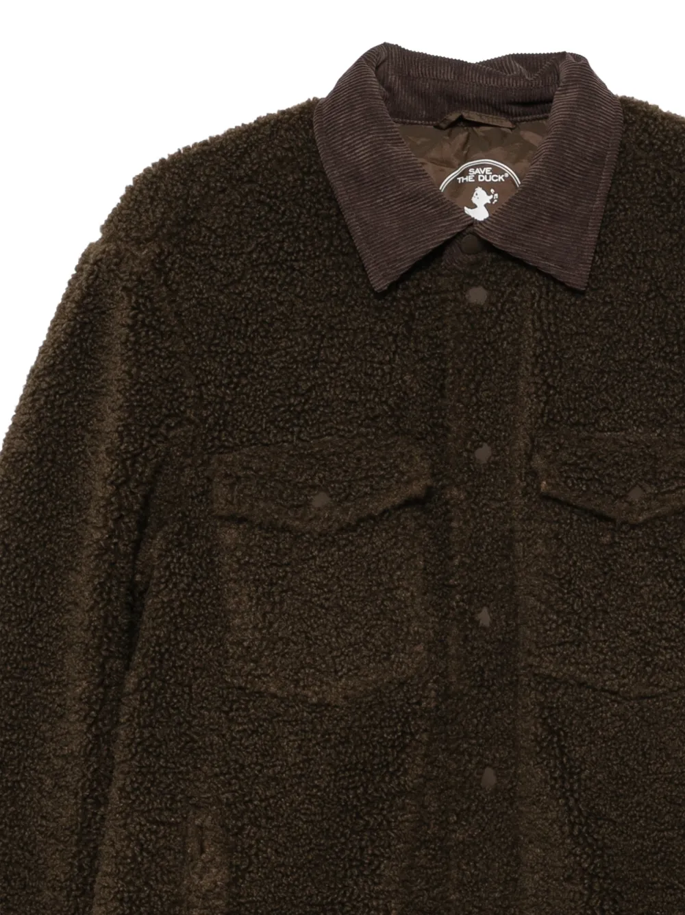 Save The Duck fleece corduroy-collar shirt jacket Bruin
