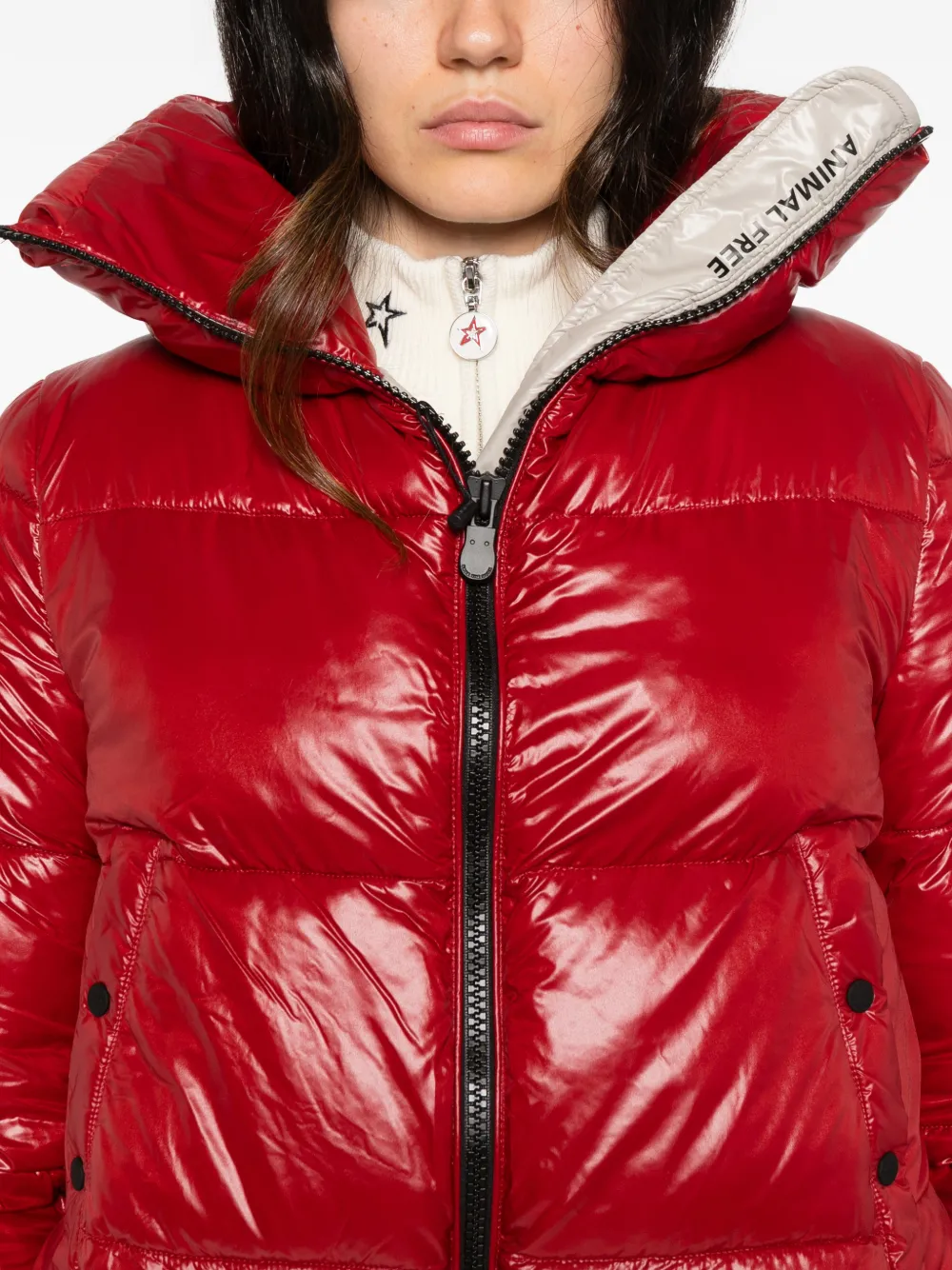 Save The Duck quilted high-neck jacket Rood