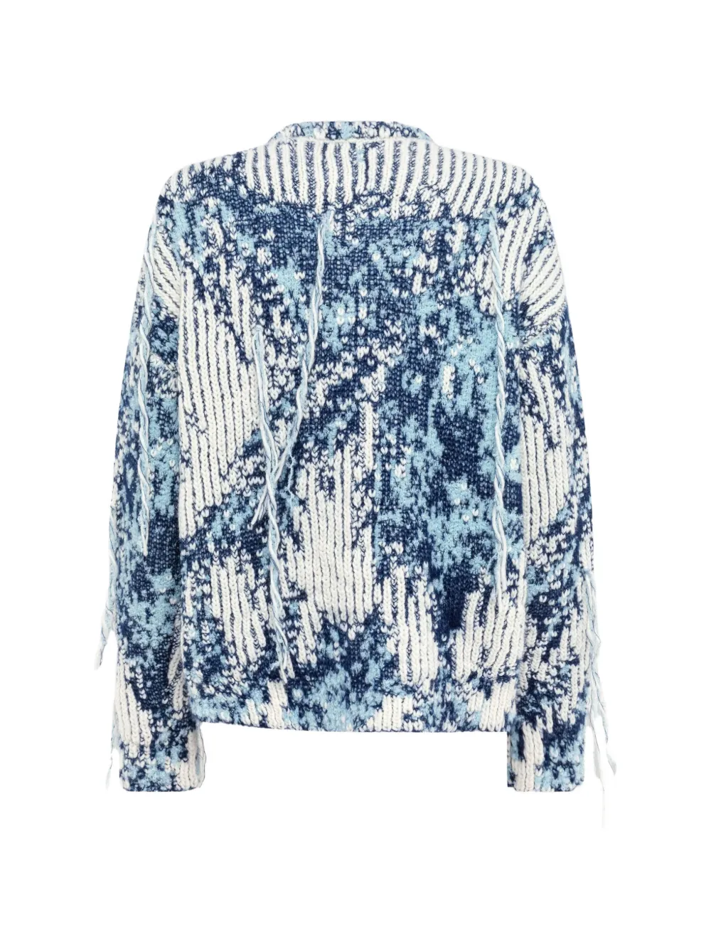 Laneus Gerafelde intarsia trui Blauw