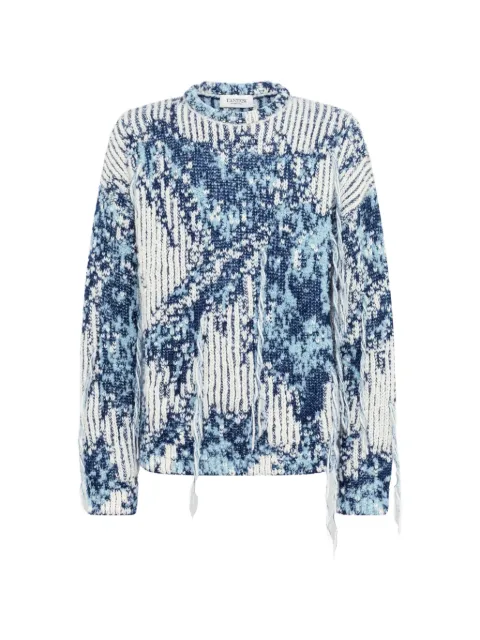 Laneus distressed intarsia-knit sweater