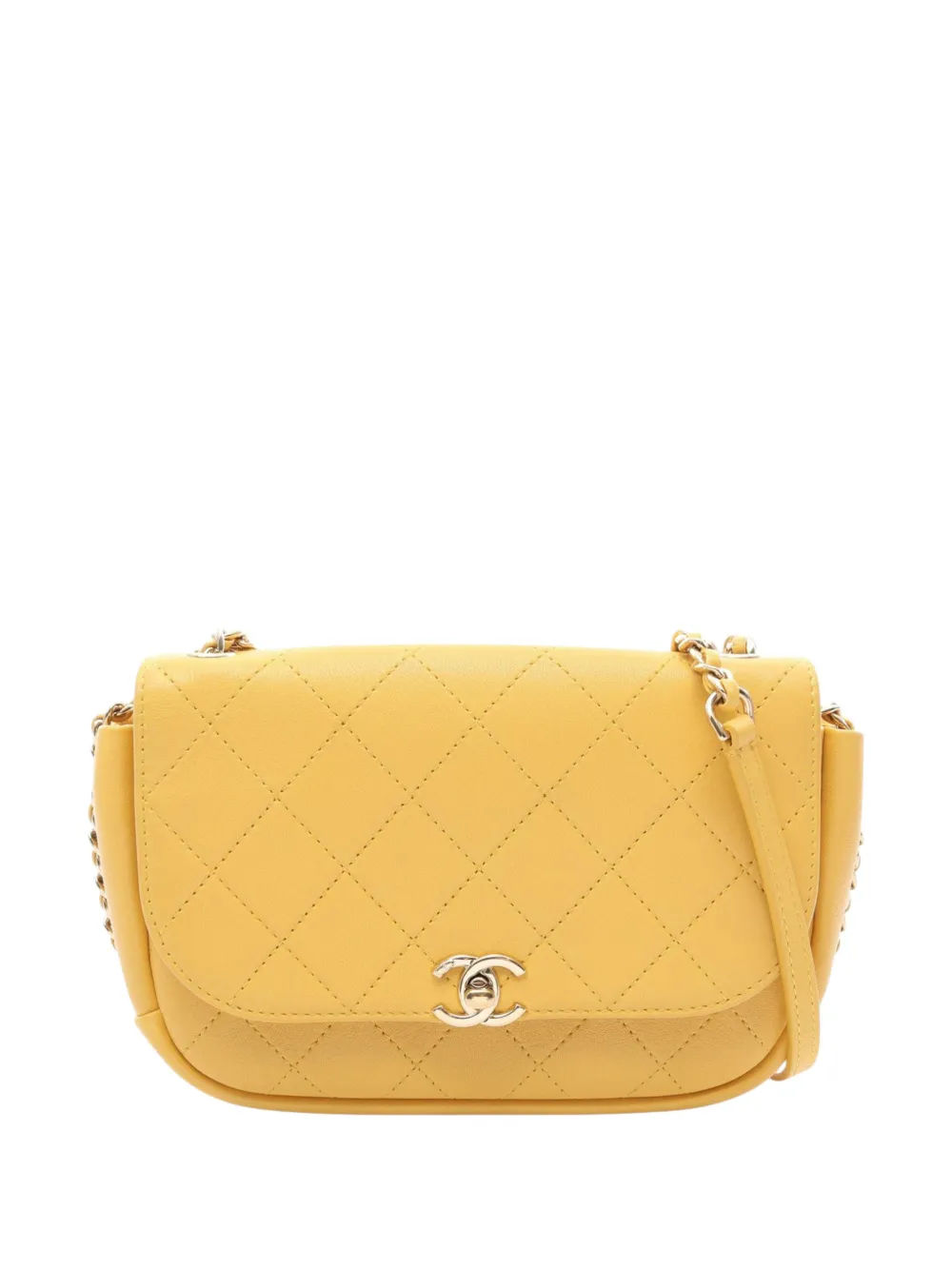 CHANEL Pre-Owned 2018-2019 Small Quilted Goatskin Casual Trip Flap crossbody bag - Giallo