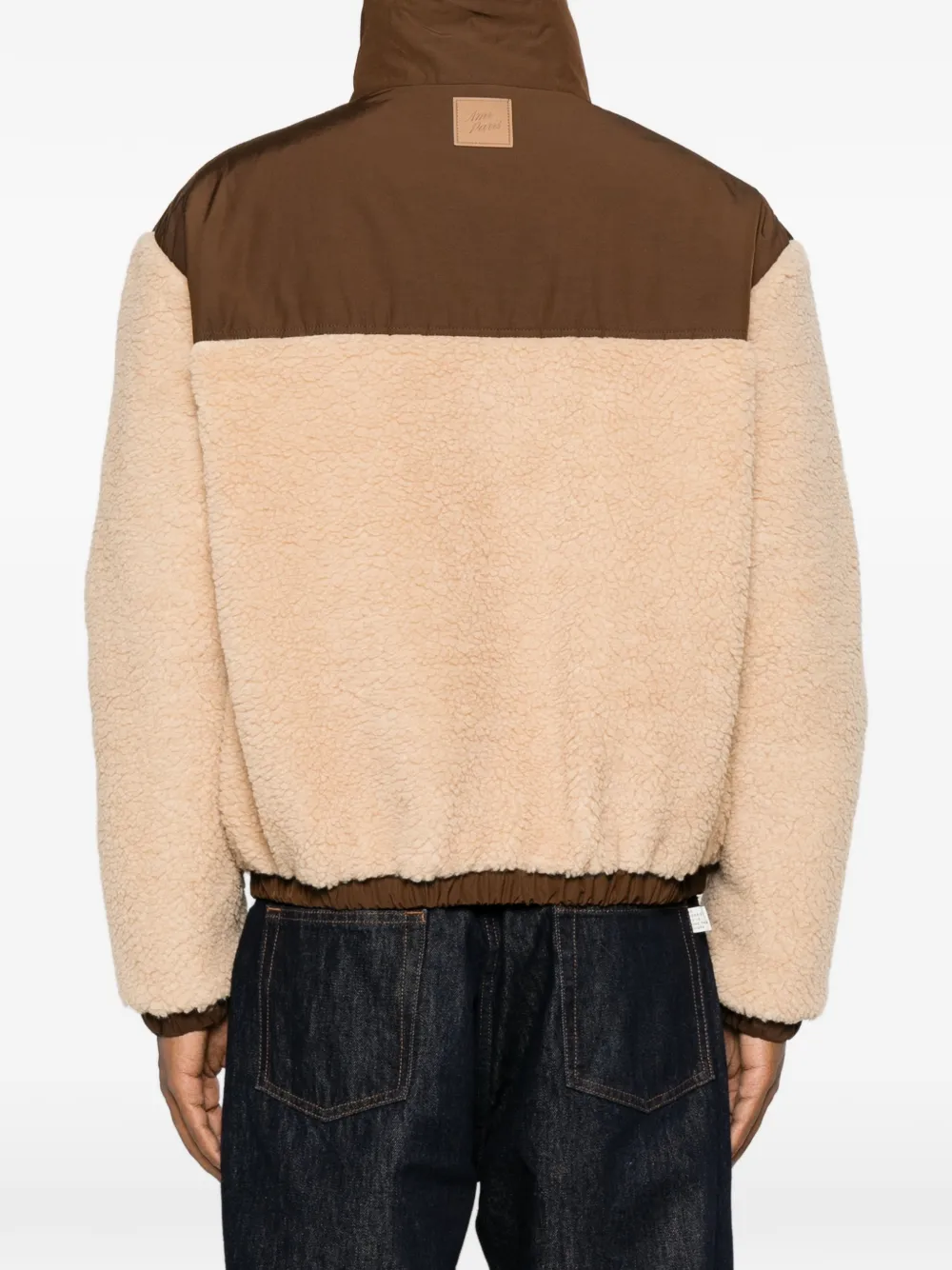 AMI Paris fleece-texture panelled jacket Beige