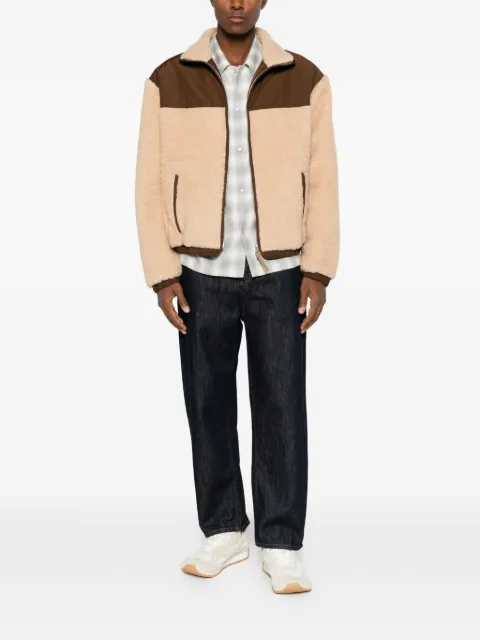 AMI Paris fleece-texture panelled jacket