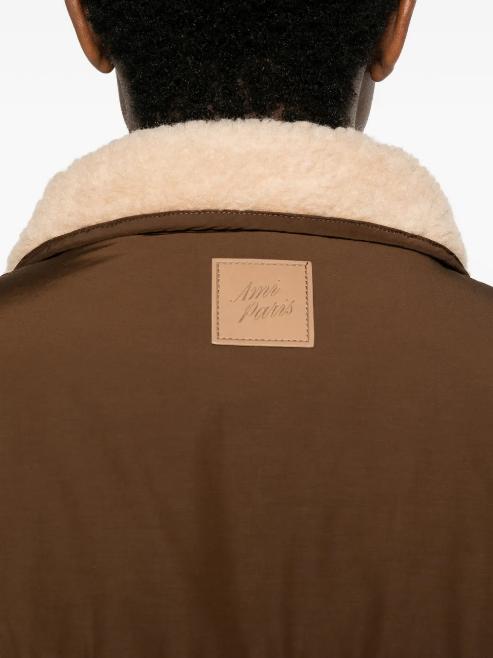 AMI Paris fleece-texture panelled jacket Beige