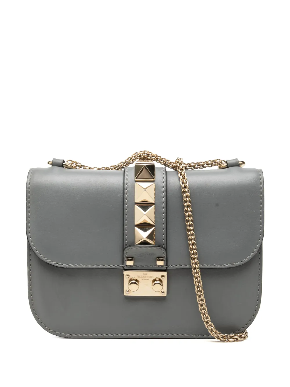 Valentino Garavani Pre-Owned 2000-2017 Small Leather Rockstud Glam Lock crossbody bag - Grau