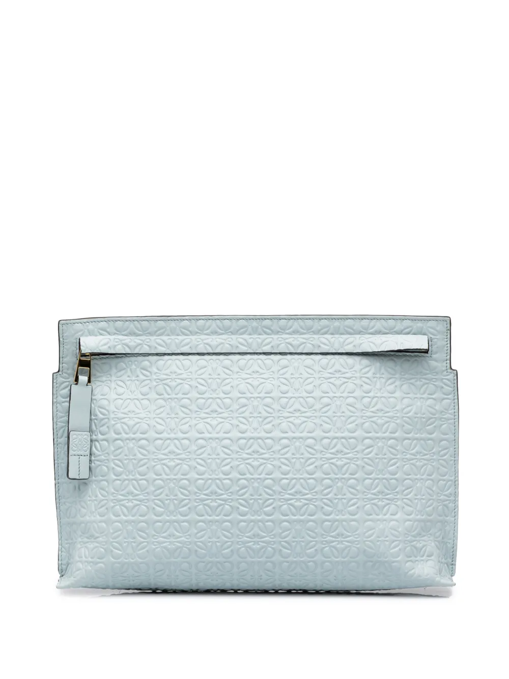 Loewe Pre-Owned 2016 Embossed Anagram Leather Repeat T clutch bag - Blu