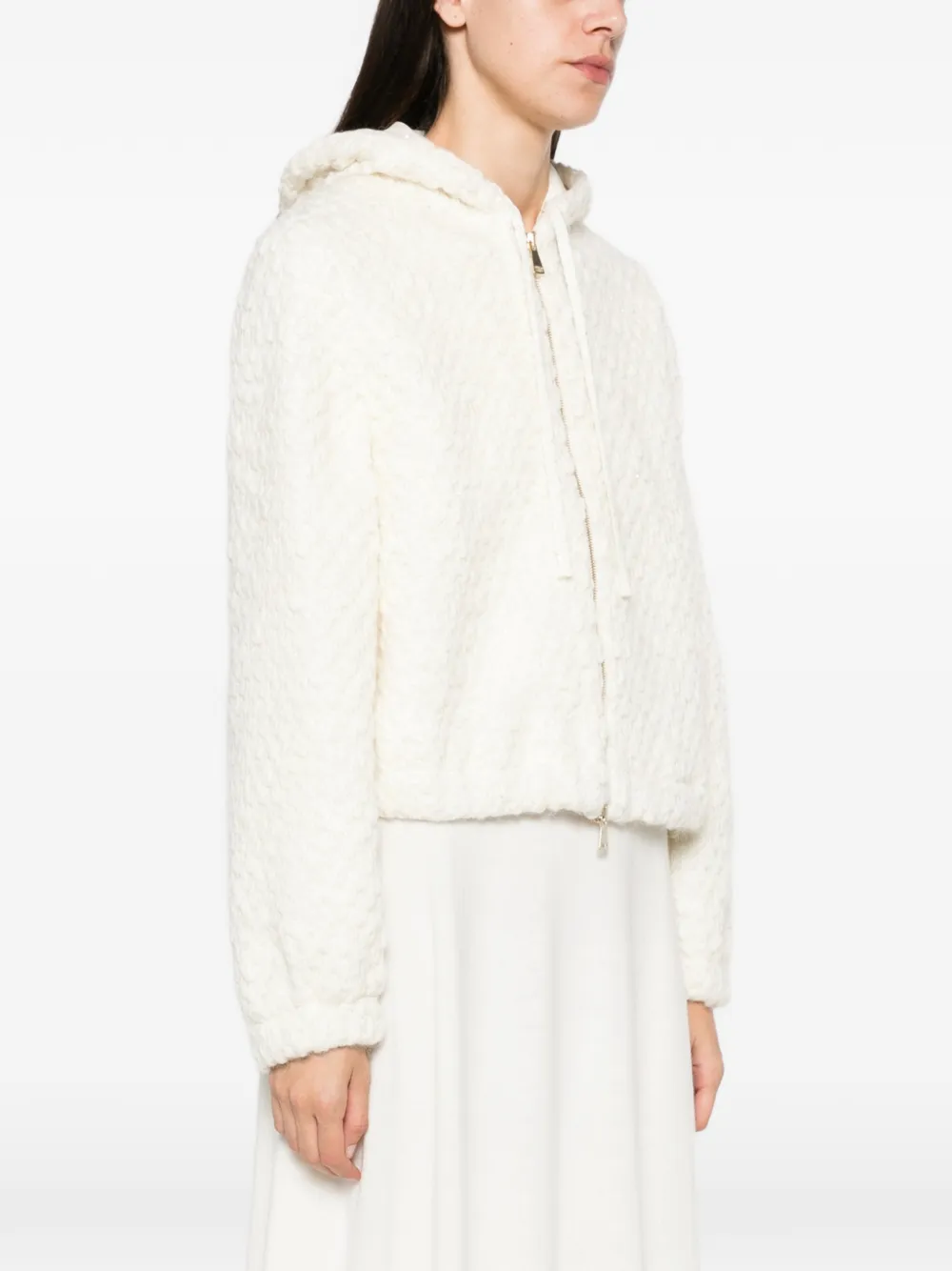 Fabiana Filippi bouclé-knit hooded jacket Beige