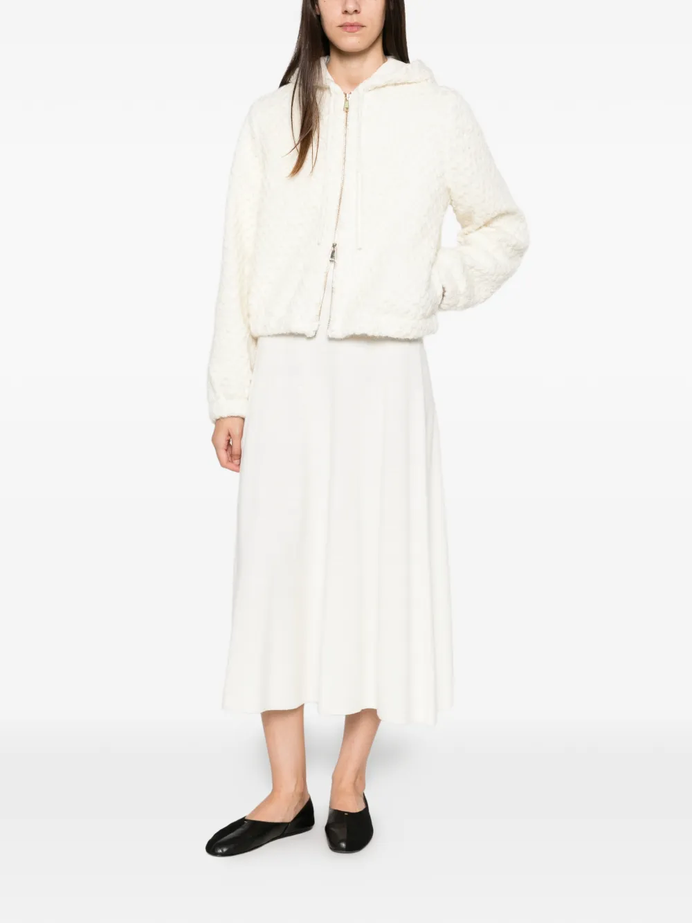 Fabiana Filippi bouclé-knit hooded jacket Beige