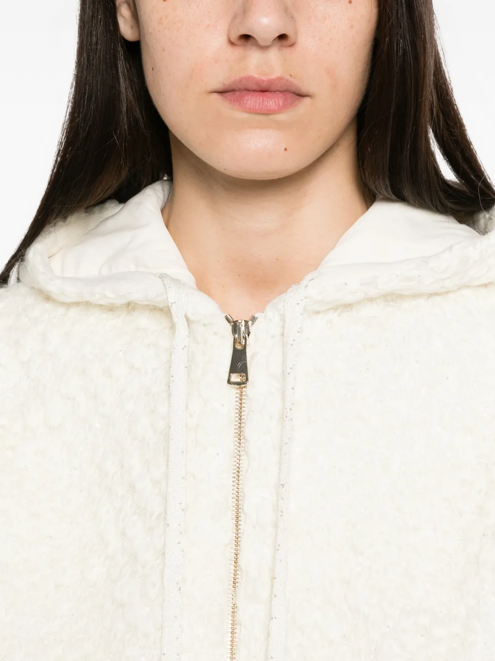 Fabiana Filippi bouclé-knit hooded jacket Beige