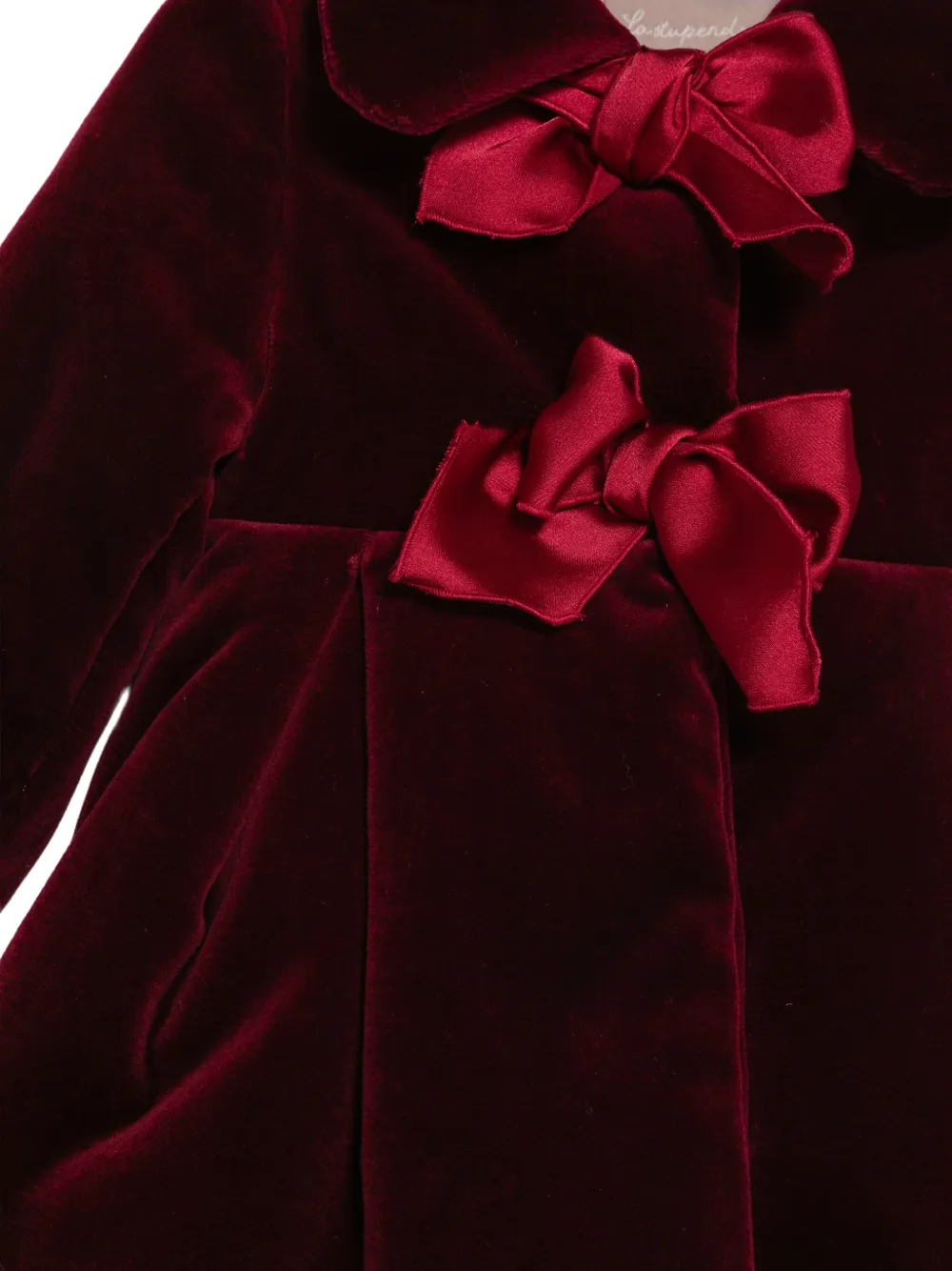La Stupenderia bow-detail velvet coat Rood