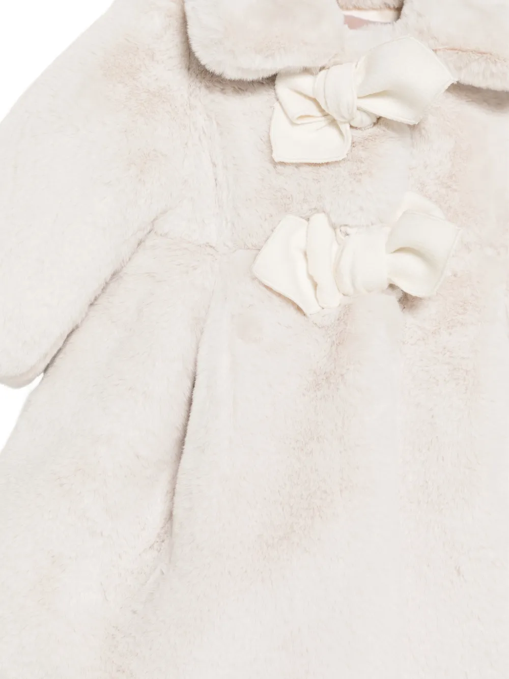La Stupenderia bow-detail faux-fur coat Beige