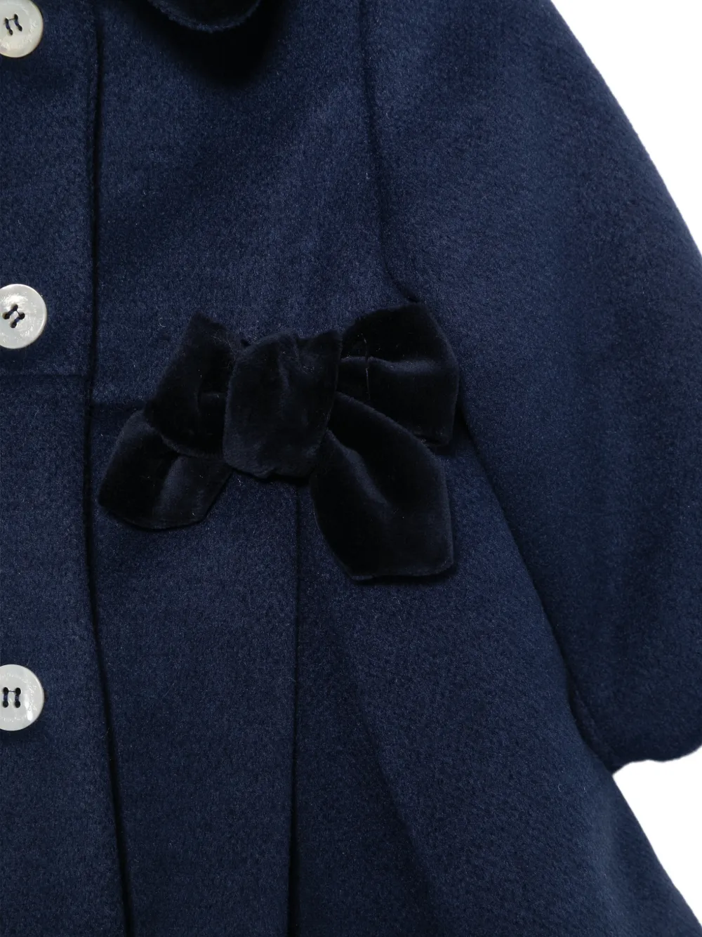 La Stupenderia velvet-collar bow-detail coat Blauw