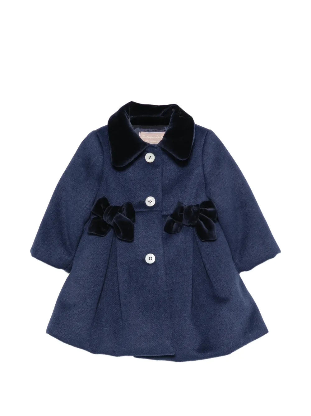 La Stupenderia velvet-collar bow-detail coat - Bleu La Stupenderia velvet-collar bow-detail coat - Bleu