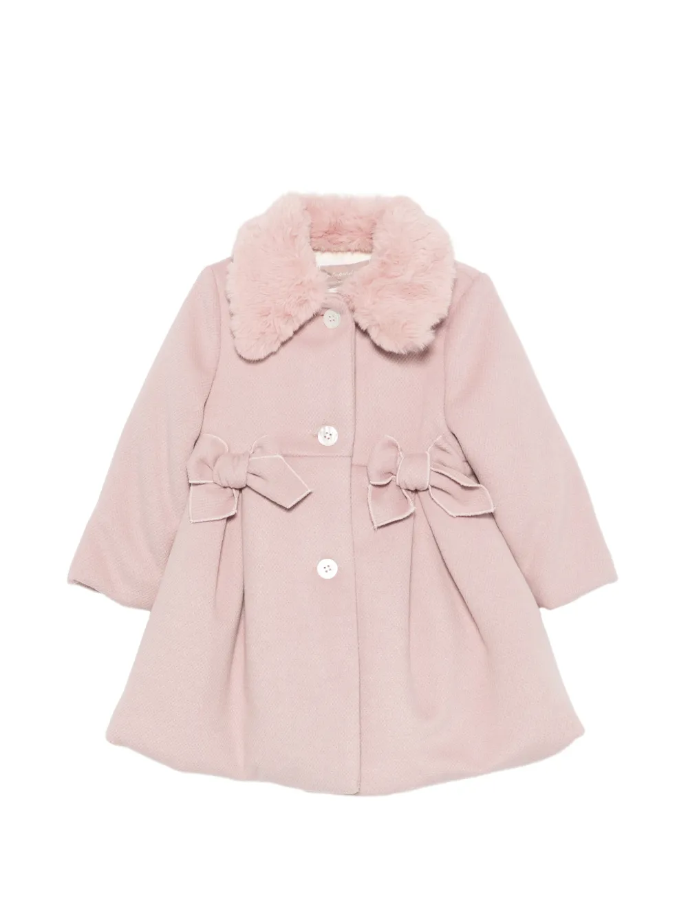 La Stupenderia bow-detail faux-fur collar coat - Rose La Stupenderia bow-detail faux-fur collar coat - Rose