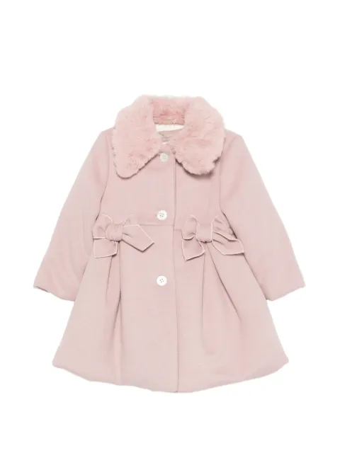 La Stupenderia bow-detail faux-fur collar coat