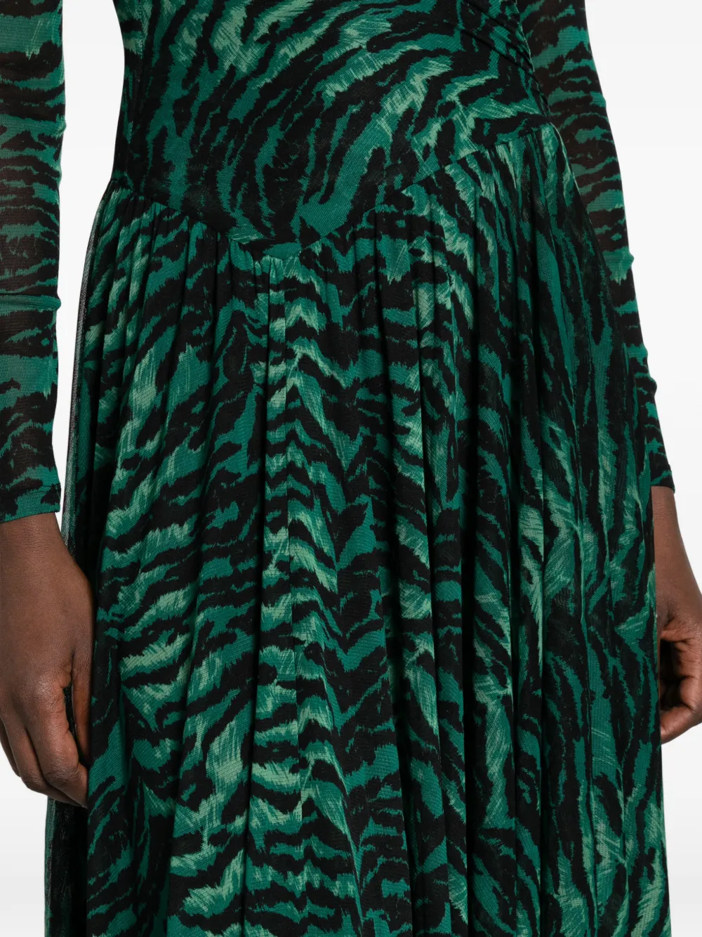DVF Diane von Furstenberg tiger-print asymmetric dress Groen
