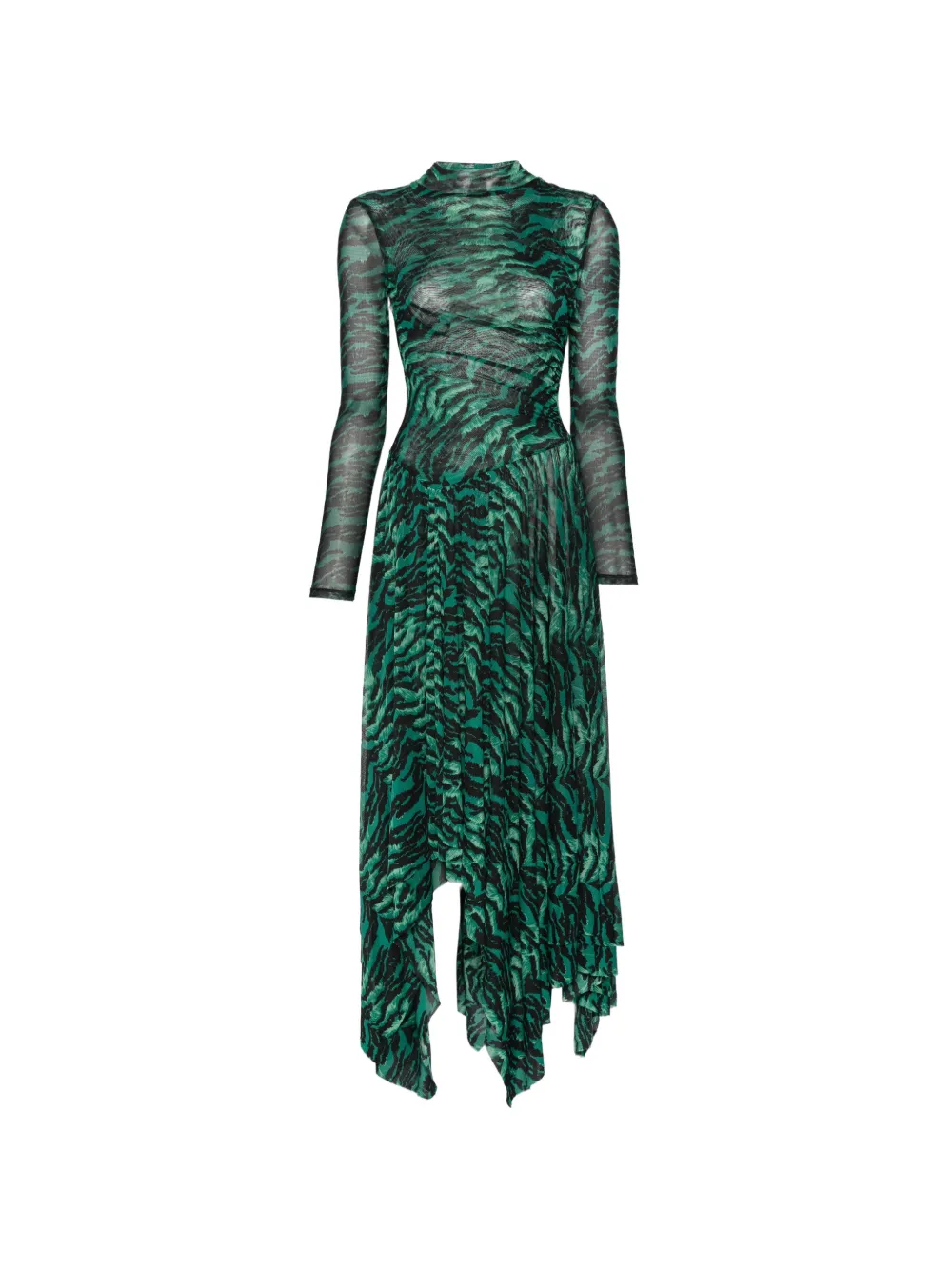 DVF Diane von Furstenberg tiger-print asymmetric dress - Verde