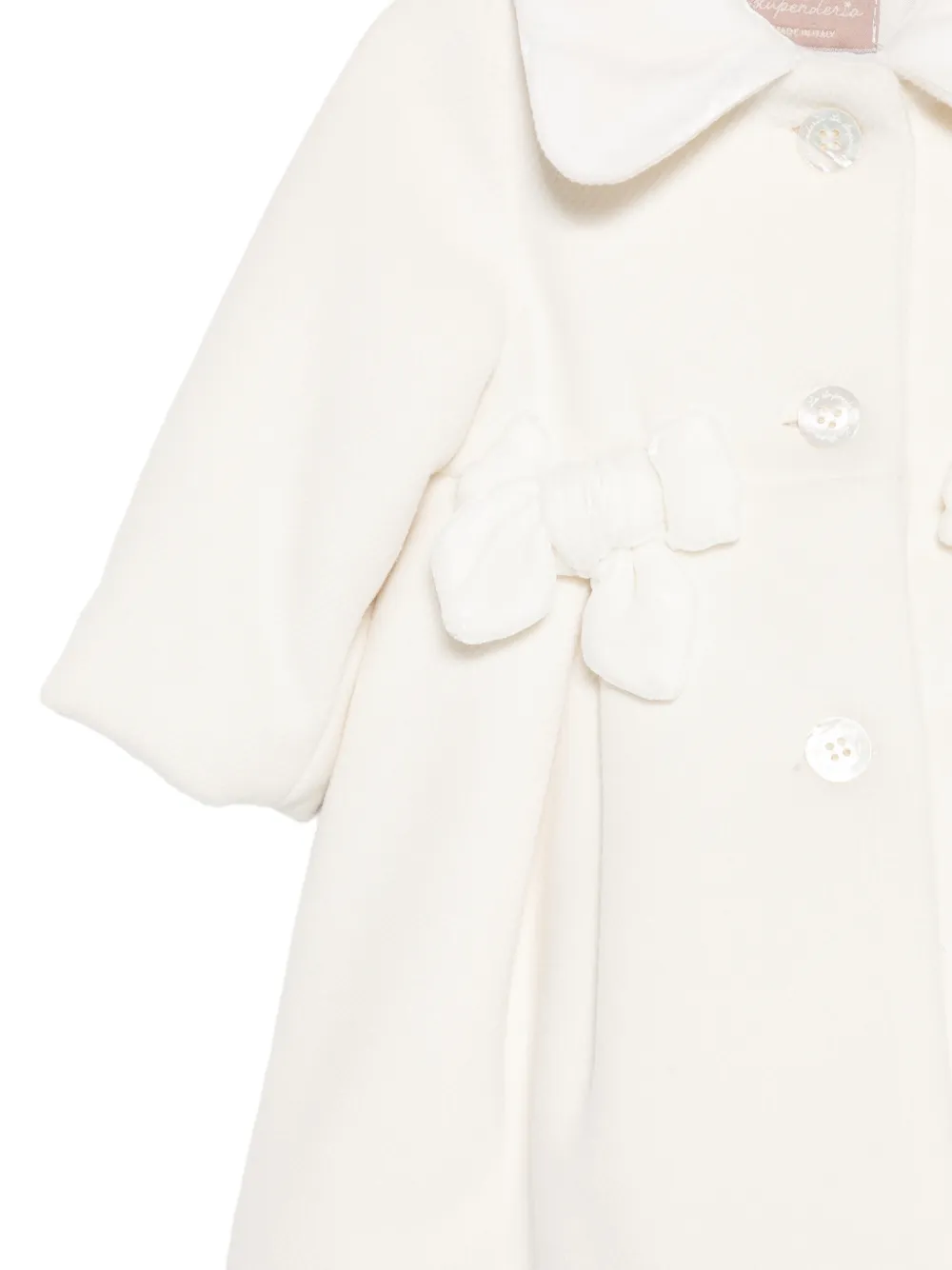 La Stupenderia bow-detail Peter Pan collar coat Wit