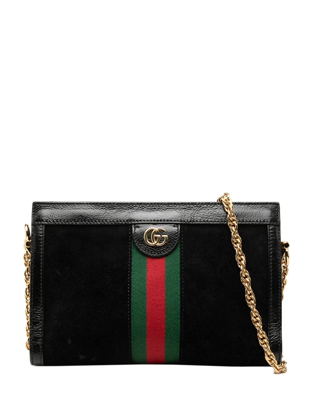 Gucci Pre-Owned 2000-2015 Small Suede Web Ophidia Chain crossbody bag - Black
