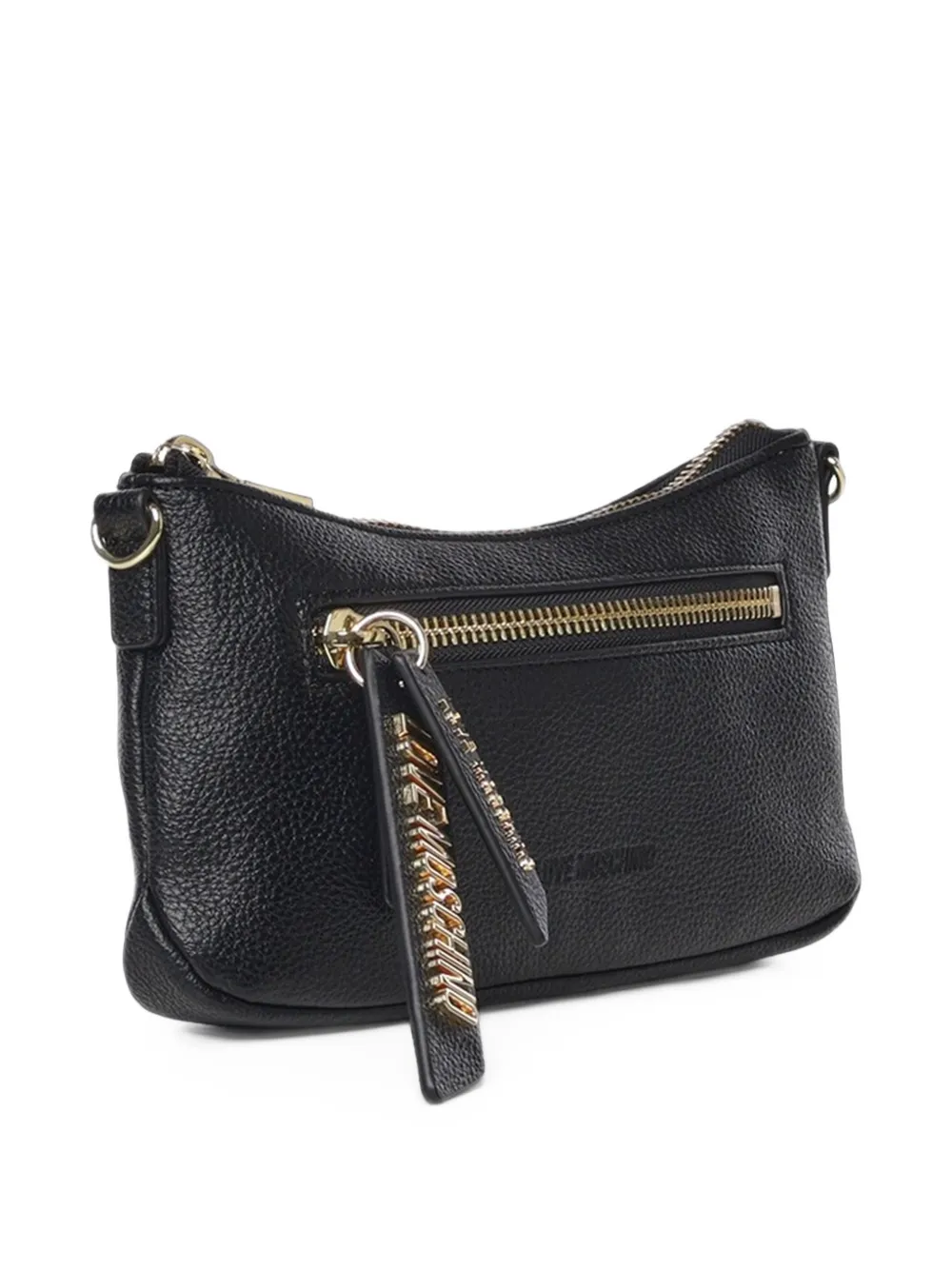 Love Moschino logo-plaque pebbled shoulder bag Zwart