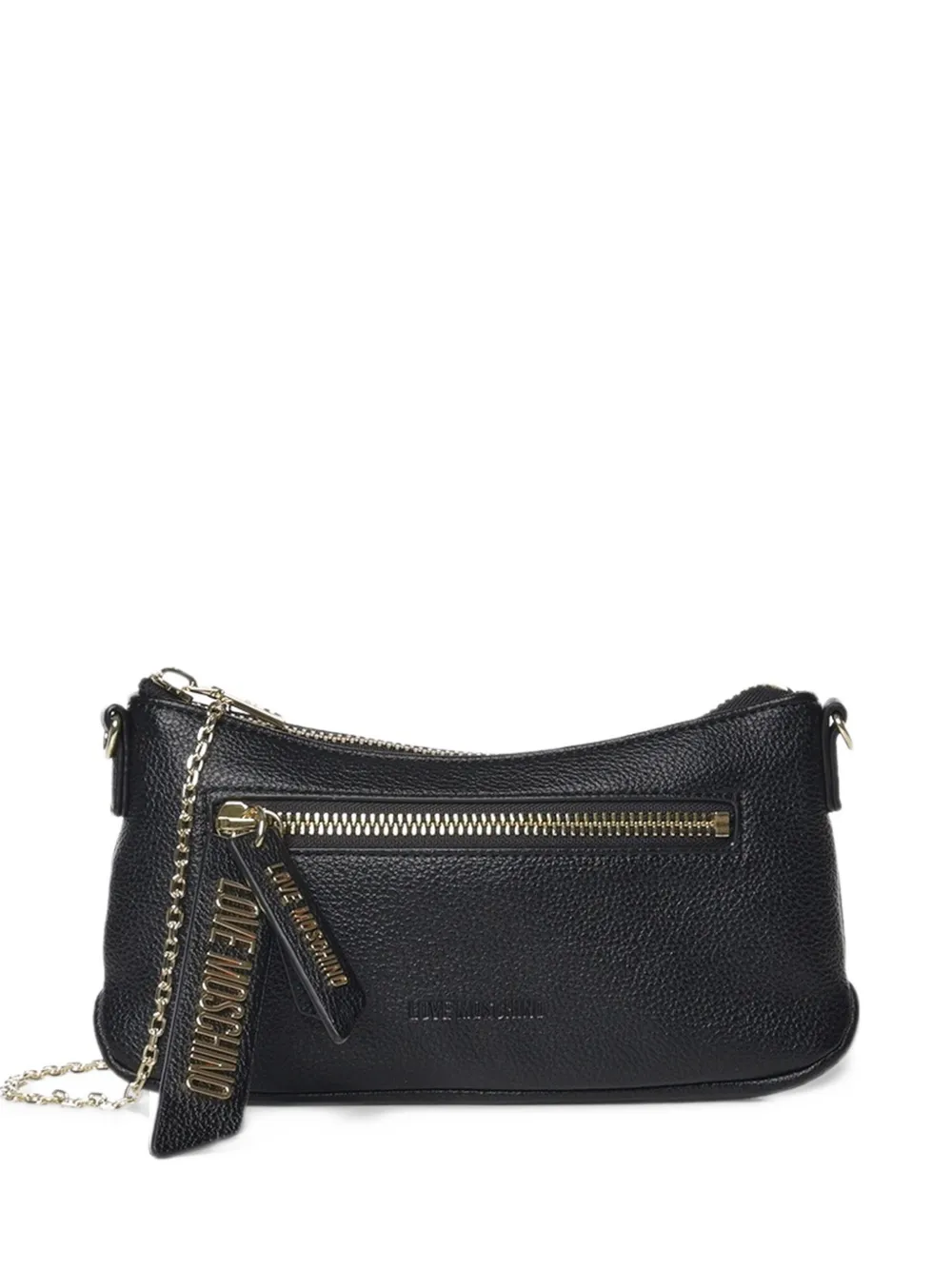 Love Moschino logo-plaque pebbled shoulder bag - Nero