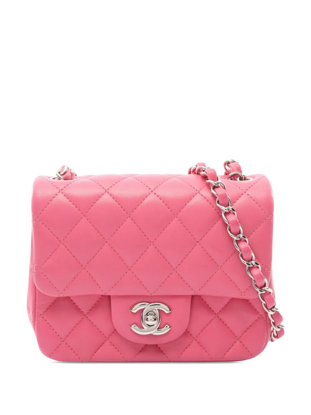 CHANEL Pre-Owned 2019 Mini Square Classic Lambskin Single Flap crossbody bag - Rosa
