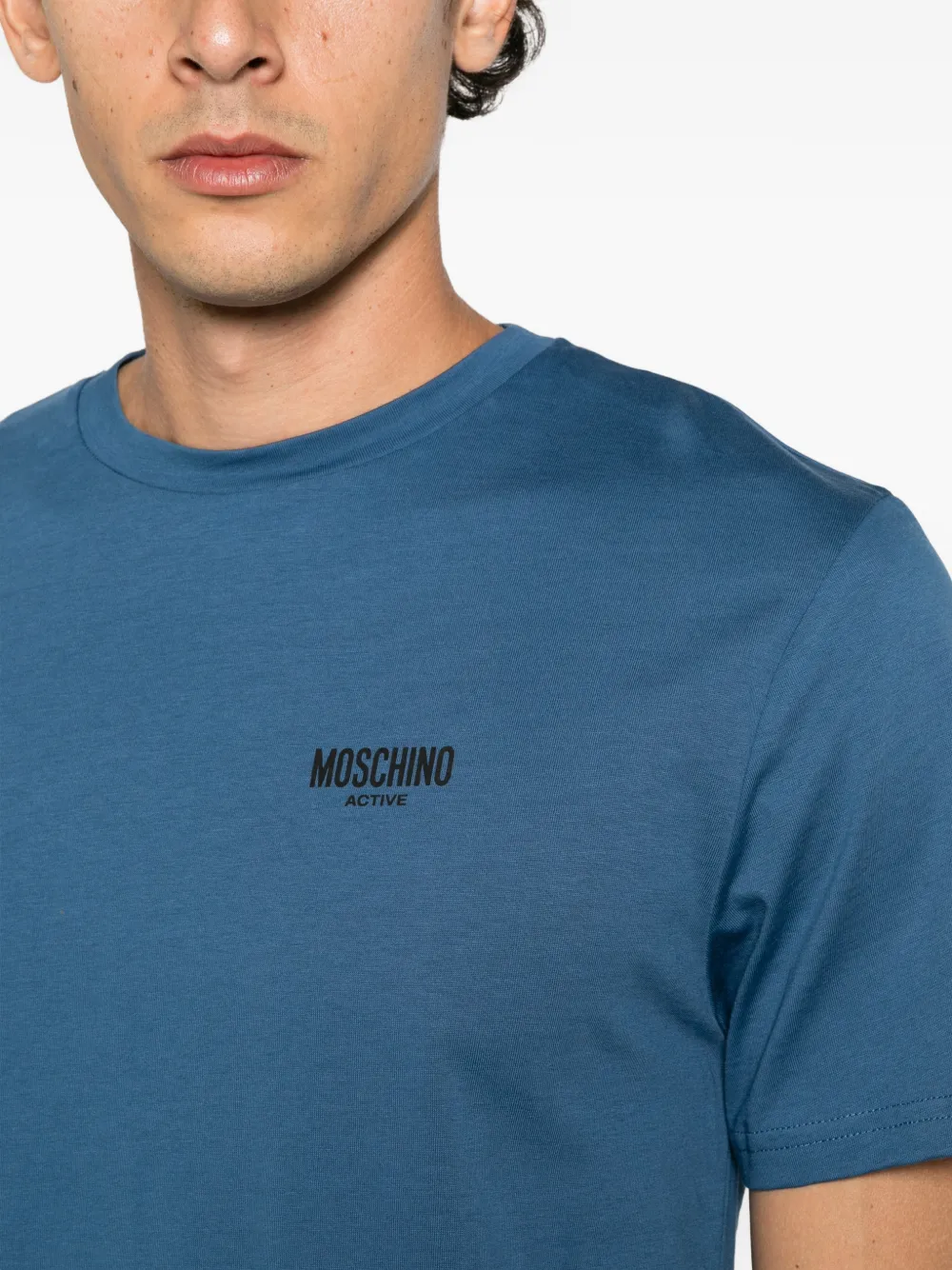 Moschino logo-print T-shirt Blauw