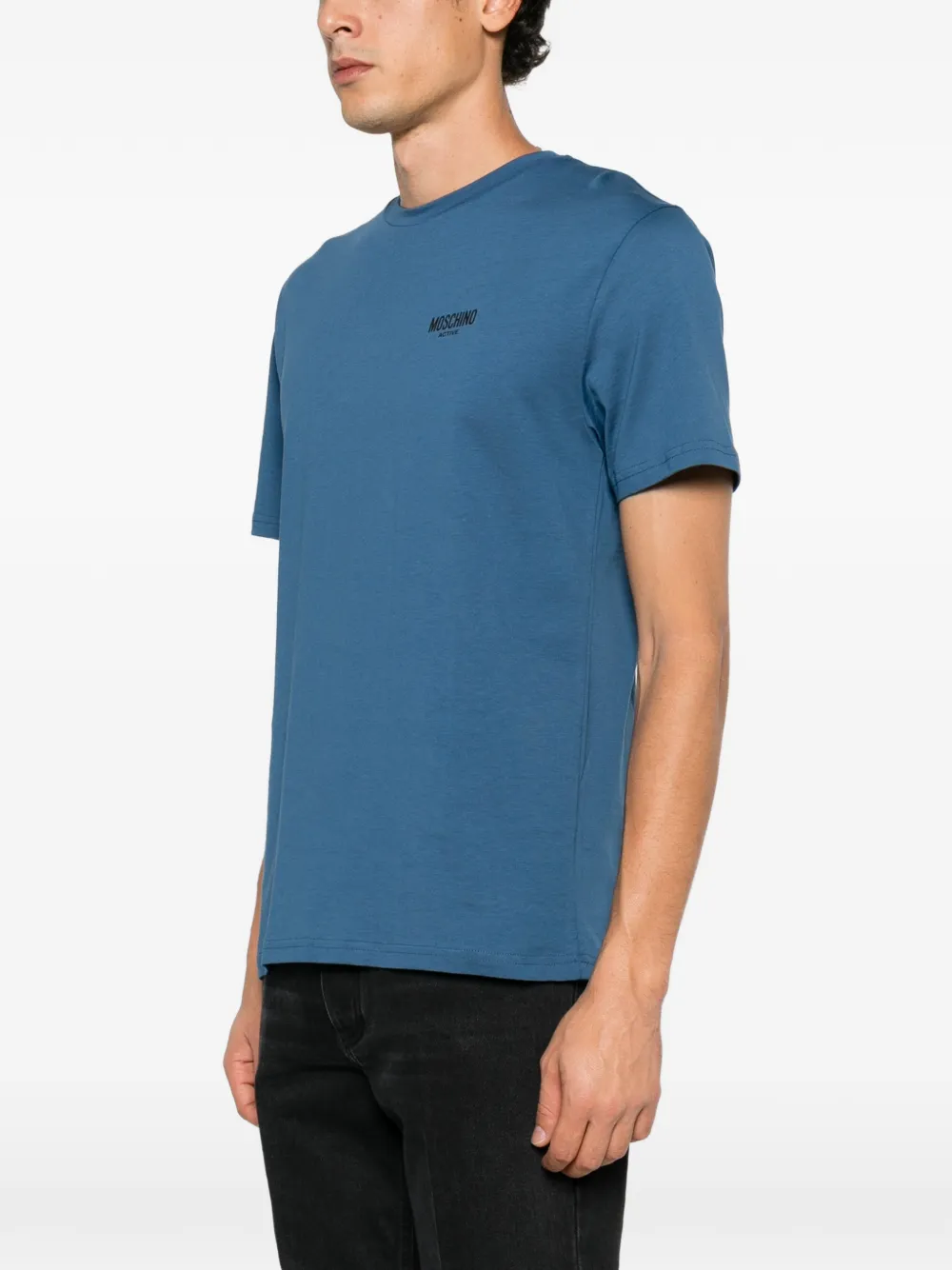 Moschino logo-print T-shirt Blauw