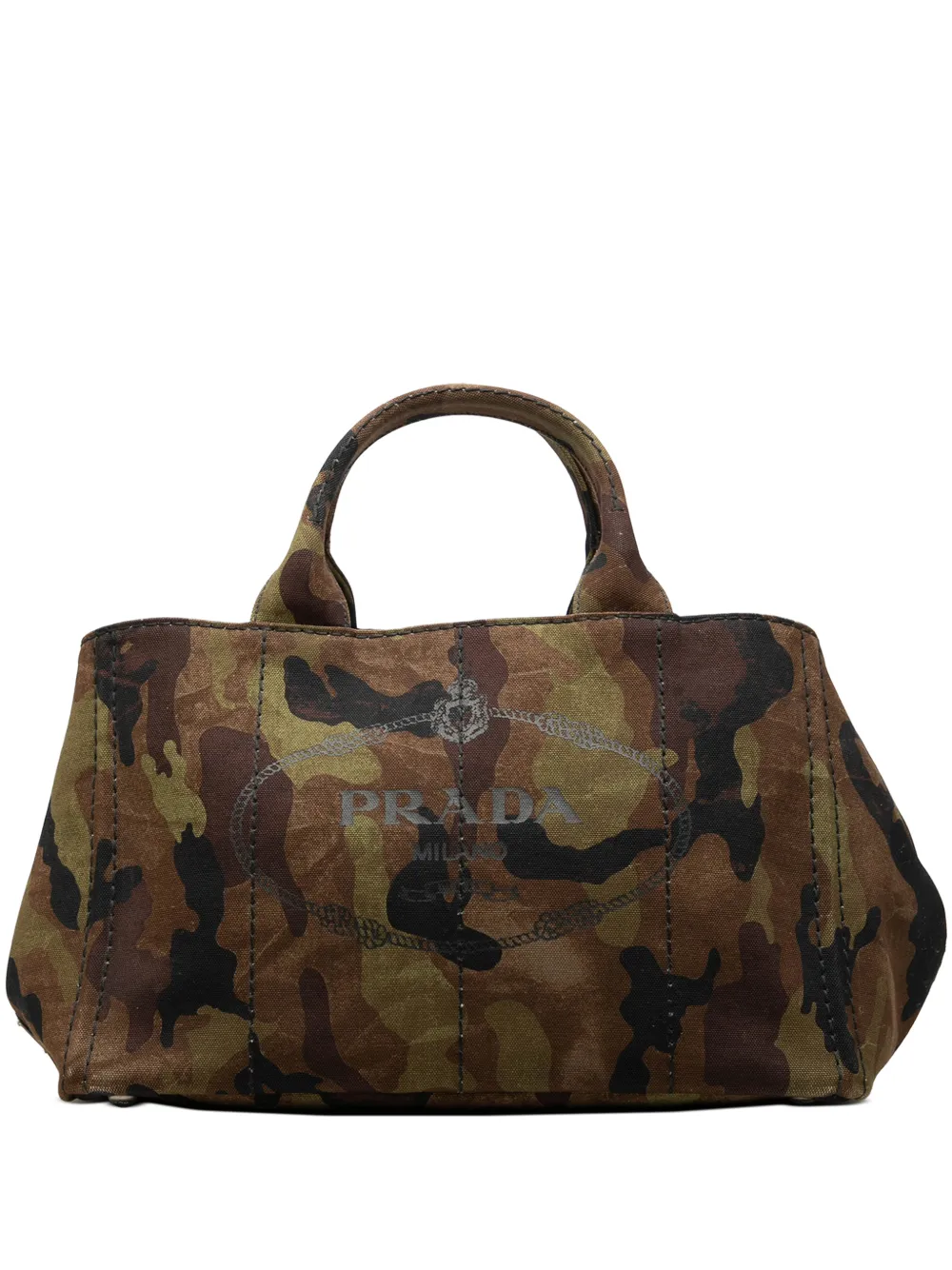 Prada Pre-Owned 2000-2013 Canvas Canapa Logo Camouflage Tote satchel - Marrone