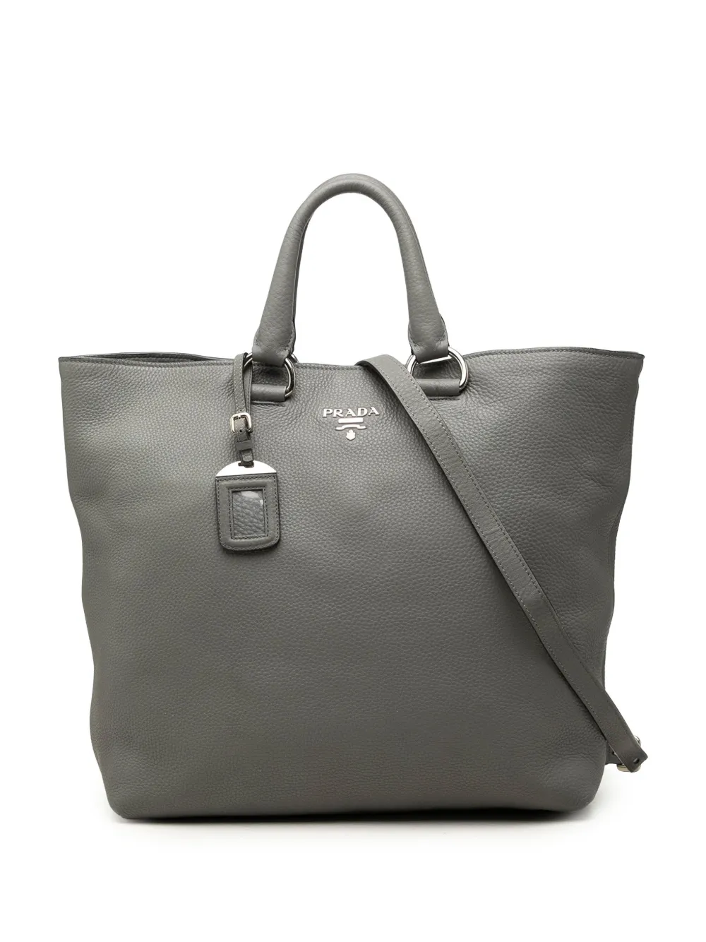 Prada Pre-Owned 2000-2026 Vitello Daino Open Convertible Tote satchel - Grigio